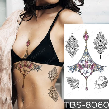 Impermeabil Tatuaj Temporar Autocolant Crescut Lotus Flash Tatuaje Dragoste Henna Unicorn Body Art Brațul Transfer De Apă False, Tatuaj Femei Bărbați Imagine 1