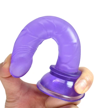 Jeleu mic Vibrator Cu ventuza de sex Feminin Masturbari Penis Realist G-spot Orgasm Anal Plug Jucarii Sexuale pentru Femei Adulte Produs Imagine 1