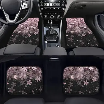 LedBack 4-Bucata de Flori de Cires Roz de Imprimare Mașină Covor Podea Mat Set pentru Femei,Non-Alunecare de Cauciuc pe Spate,se Potrivesc Universal pentru Masina SUV Tru Imagine 1