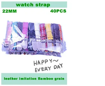 Loturi en-gros 40pcs 22mm imitatie de piele de Bambus cereale curea de Ceas-preț Scăzut-10 culori disponibile -3155 Imagine 1