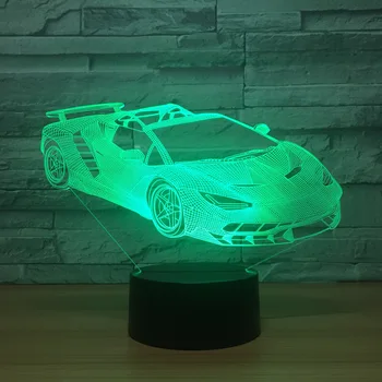 Mașină de jucărie 3d Lumina de Noapte Lângă Lampă de Control de la Distanță Reglabilă 7 Culori Cablu USB Smart Touch de Birou LED-uri Lampa de Masa Cadou de Ziua de nastere Imagine 1