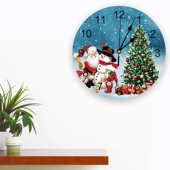 Merry Christams Copac Moș Crăciun Ceas De Perete Design Modern, Camera De Zi De Decorare Ceas Mut Ceasuri De Perete Home Decor Interior Imagine 1