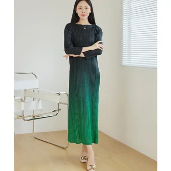 Miyake cutat rochie lungă femei high-end gradient de culoare fusta temperament pachet șold drept bottom fusta Imagine 1
