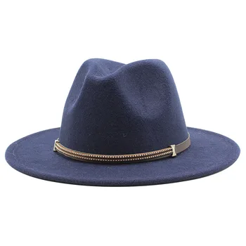 Negru Fedoras Hat Pentru Barbati Femei Pălărie, Pălării Panama Europeană stil American Margine Largă Centura de Jazz Capac Toamna шапка мужская Imagine 1