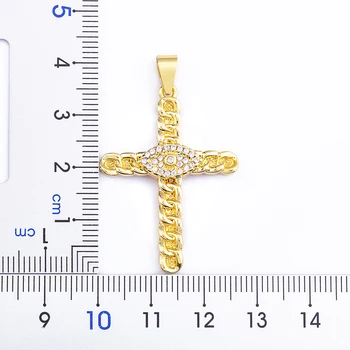 Nidin Design Clasic Cruce Încrustat Turc Deochi Cupru Zircon Colier Unisex Religioase Norocos Bijuterii Partid Cadou Rafinat Imagine 1