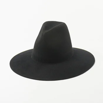 Noua Moda De Înaltă Top Margine Largă Biserica Nunta Fedora Pălărie Femei Pălărie Bărbați Sfărâmare Simțit Outback Palarie 100% Lana Pălării De Iarnă Pălărie Jazz Imagine 1