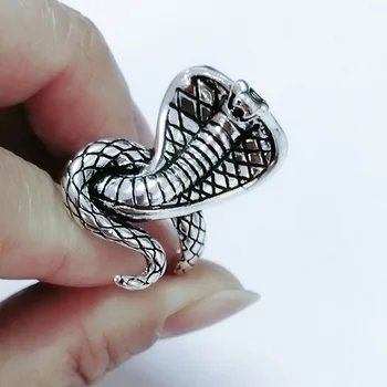 Noutatea Design Vintage Cobra Snake Folie De Animale Inel Pentru Femei Barbati Culoare Argintie Punk Gotice Inel De Petrecere Accesorii Bijuterii Imagine 1
