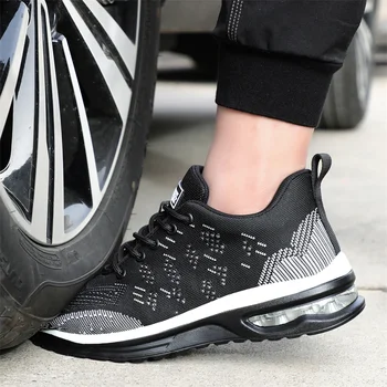 Pernă De Aer De Siguranță Pantofi Pentru Bărbați De Moda Munca Adidași Steel Toe Pantofi De Lucru Indestructibil Pantofi De Protecție Puncție-Dovada Cizme Imagine 1