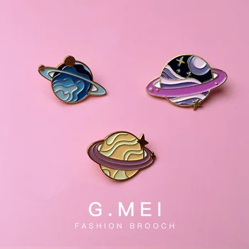 Planeta Brosa Drăguț cuplu Japonez prietenele sac insignă de metal pin accesorii haine rucsac bijuterii Medalie Imagine 1