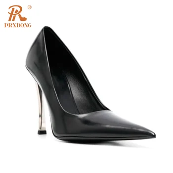 PRXDONG Nou Sexy pentru Femei Pantofi de Primavara-Vara Qulaity din Piele Tocuri Ascuțite Toe Negru Roz Rochie de Petrecere, Pantofi de Nunta Pompe Imagine 1