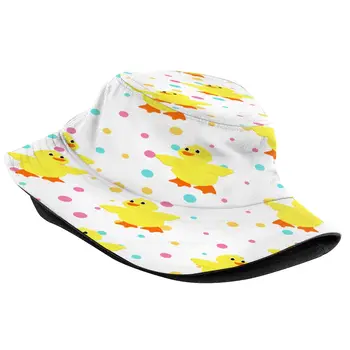 Rațe Drăguț Cu Buline Pălărie Găleată Pălării De Vară Pălărie Pescar Pliabil Femei Bărbați Protecție Solară Umbra Capace Imagine 1