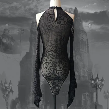 Rosetic Gotic Dantela Sexy Costume Femei Maneca Ars Salopete Negre 2023 Vara Pe Umăr Salopeta Scurta De Moda De Epocă Imagine 1