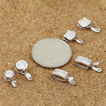 S925 Argint DIY Accesorii Micro Încrustat Kitty Jad Pandantiv Butonul de Jad, Cristal de Zircon Clip 2021 Moda Bijuterii Accesorii Imagine 1