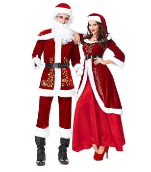 Set complet De Costume de Crăciun Moș Crăciun Pentru Adulți Roșu Haine de Crăciun Costum de Moș Crăciun Costum de Lux cu barbă Albă Imagine 1