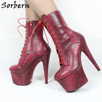 Sorbern 17Cm Python Stripteuză Cizme cu Toc Femei Pol de Dans Pantofi Platforma 15Cm, 20Cm 23Cm Tocuri inalte Cizme mai Multe Culori Imagine 1