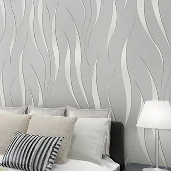 Val Simplu Dungi Tapet Gri Argintiu Tv Canapea Fundal Tapet Modern Living, Dormitor Non-Țesute Tapet De Lux Imagine 1