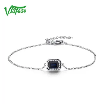 VISTOSO 14K W/Y Brățări de Aur Pentru Lady Lux Octogon Albastru/Roz Safir/Smarald Strălucitor Diamant Brățară Aniversare Bijuterii Fine Imagine 1