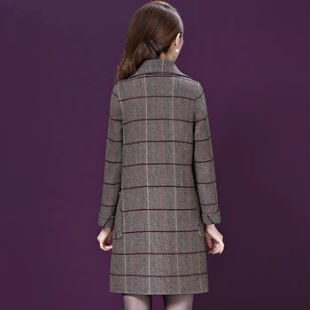 Woolan haina de femeie 2022 toamna iarna jacheta de sex feminin nou mama mediu-lung subțire de lână carouri paltoane femei Imagine 1