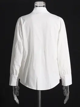 ZZSLUIA Vintage Bluze Pentru Femei Diamante ștrasuri din Mărgele de Designer Elegant Tricouri Moda cu Maneci Lungi Falduri Topuri Haine de sex Feminin Imagine 1