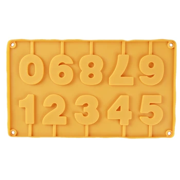 0-9 Numere de Forma Lollipop Mucegai Silicon 3D Realizate manual Fraier Batoane de Ciocolată Lollipop Mucegai Bastoane de Partid Decor Imagine 2