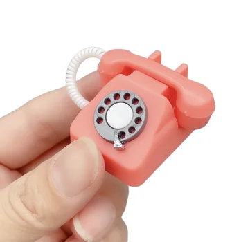 1: 12 Casă De Păpuși În Miniatură Simulat Retro Telefoanele Fixe Model De Mobilier Casă De Păpuși Decor Ambarcațiuni Copii Pretinde A Juca Jucărie Imagine 2