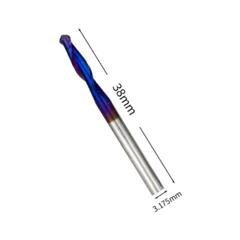 10buc Albastru nano-acoperire diametrul tijei 3.175 mm carbura-placat cu albastru cu două tăișuri spirală ball end mill 0.8 mm-3.175 mm Imagine 2