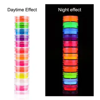 12 Culori Pictura Unghii Pudra Fluorescentă DIY de Lungă Durată Sclipici, Fard de Ochi Pigment Neon Fosfor Nail Art Decor Manichiura Imagine 2