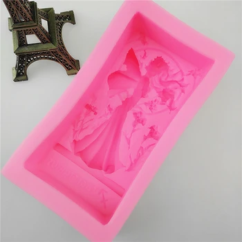 1buc 3D Fată Zână Floare Fondant de Ciocolata Mucegai Silicon Pentru Decorare Tort Instrumente de Săpun Lumânare Mucegai Imagine 2