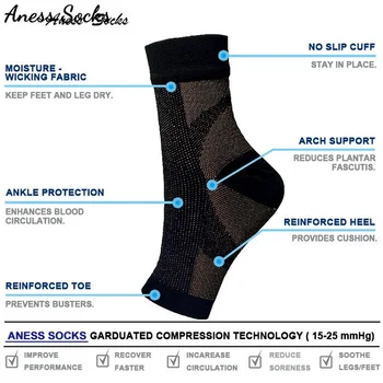 2 buc Picior Anti-Oboseala Glezna Ciorap Suport de Relief Dureri de Compresie Sosete pentru Barbati Femei Șosete Sport Funcționare Picior Maneca Șosete Imagine 2