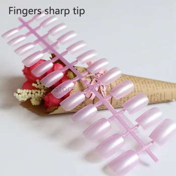 24buc Fierbinte vinde moda secțiunea Lung cap Pătrat bomboane decor unghii false perla violet D01 Imagine 2