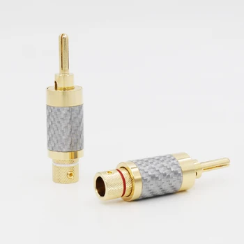 4buc Hifi audio Placat cu Aur de Fibra de Carbon, Difuzor de Sârmă de Cablu Extensie adaptor Banana Plug Conector 7mm Imagine 2