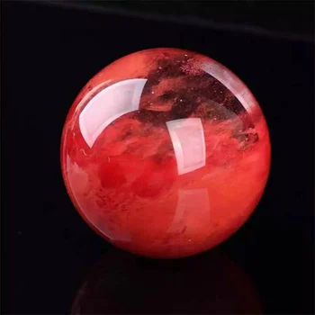 80mm Mare Roșu Natural de Topire Piatră Șlefuită Minge de Cristal de Cuarț Sfera Reiki de Vindecare Fengshui Acasă Decorare W/ Stand Cadou Imagine 2