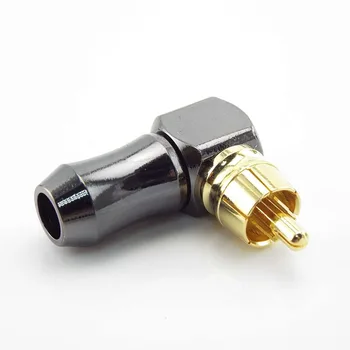 90 de Grade RCA male Conector Tip L Audio Fir Adaptor Placat cu Aur de Lipire Terminal de 6.2 mm Cablu Difuzor Unghi Drept Imagine 2