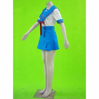 Ainclu Transport Gratuit Albastru Suzumiya Haruhi no Yuuutsu Fata Anime Uniformă Școlară Adult Copil Halloween Cosplay Costum Imagine 2