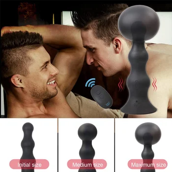 Automat Gonflabile Dilatator Anal Vibrator Expansiune Prostata Masaj Stimulator 10 Vibrații Sexy Margele Dop de Fund pentru Bărbați Gay Imagine 2