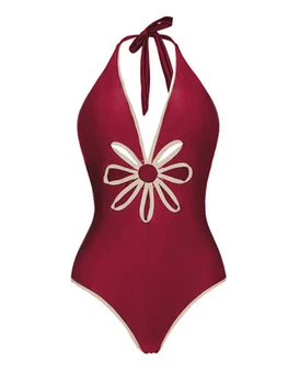 Bikini 2022 Moda Solid Adânc V-O singură Bucată de costume de Baie și Acoperi Vara Beachwear Triunghi Epocă Costum de Baie Înot Biquini Imagine 2