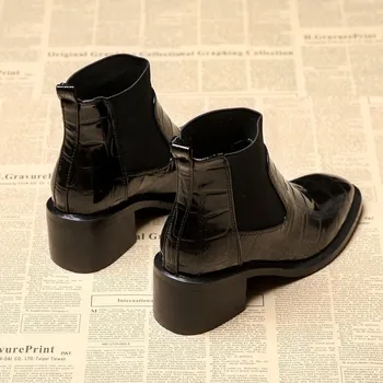 Botas de tacón plano con punta estrecha para mujer, zapatos informales de cuero, de lujo, ligeros, de alta calidad, alin otoño Imagine 2