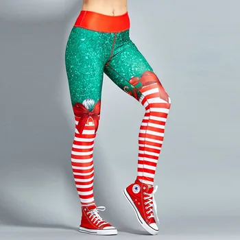 Crăciun de Imprimare de Îmbrăcăminte pentru Femei Jambiere Mujer de Gimnastică Yoga Pantaloni Glezna-Lungime Jambiere Pantaloni Sport Femei Femei de Fitness Push-Up Imagine 2