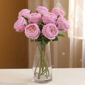 Culoare Multi Trandafiri Artificiale 6 Bucati Ziua Îndrăgostiților Cadou de Nunta de Decorare Ziua de nastere Acasa Ornament Artificiale Flori False Imagine 2