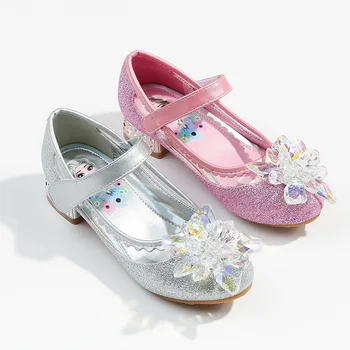 Disney princess pantofi de primăvară nouă sticlă de flori copilul singur pantofi fetita de dans pantofi rochie pulbere de aur pantofi de cristal Imagine 2