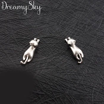 DreamySky Brand Ureche en-Gros de Argint de Culoare Pisică Cercei Pentru Femei Doamnelor Cadouri femme Pendientes Imagine 2