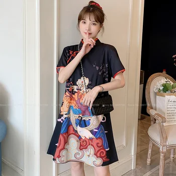 Femei Retro Qipao Rochie Stil Chinezesc Cheongsam Doamna De Moda Elegante, Rochii Mini Oriental Tradițional De Îmbrăcăminte De Epocă Vestidos Imagine 2
