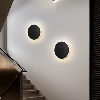 FKL Nordic Rotunde LED Lampă de Perete Dormitor Culoar Lampă de Noptieră Hotel Living Scara de Perete cu Senzor Tactil Lampă de Perete Imagine 2