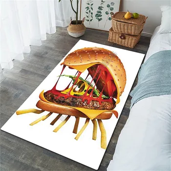 Hamburger delicios 3D Peste Tot Imprimate Covor Non-alunecare Mat Sala de Mese, Living Moale Covor Dormitor 04 Imagine 2