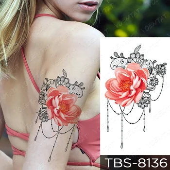 Impermeabil Tatuaj Temporar Autocolant Crescut Lotus Flash Tatuaje Dragoste Henna Unicorn Body Art Brațul Transfer De Apă False, Tatuaj Femei Bărbați Imagine 2
