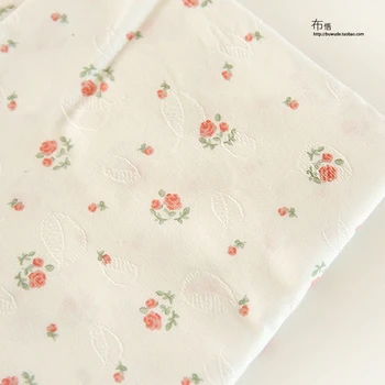 Japoneză și coreeană Tesatura Florale Mici a Crescut de Bumbac lucrate Manual DIY Pânză de Îmbrăcăminte Jacquard Tesatura imprimata Imagine 2
