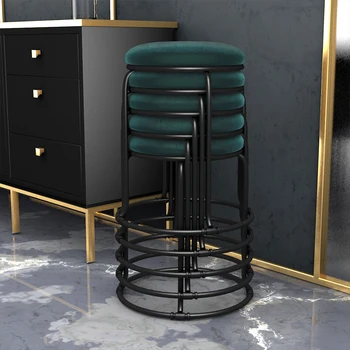 Lumina de lux placat cu aur de familie scaun rotund scaun moale care pot fi stivuite de stocare rotund scaun de masa scaun de moda machiaj scaun Imagine 2