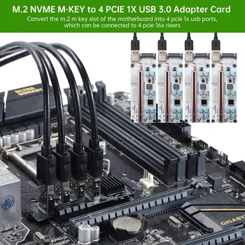 M. 2 Nvme La 4 USB de extensie PCIE Adaptor M2 M-Cheie Pentru PCIE 1X USB 3.0 Converter Carte W/ Radiator Pentru Bitcoin Miner Minier Imagine 2