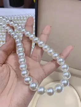 MADALENA SARARA 10-13mm Pearl Colier Strand Natural White Pearl fără Cusur, Perfect Rotund Colier de Perle 18