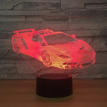 Mașină de jucărie 3d Lumina de Noapte Lângă Lampă de Control de la Distanță Reglabilă 7 Culori Cablu USB Smart Touch de Birou LED-uri Lampa de Masa Cadou de Ziua de nastere Imagine 2